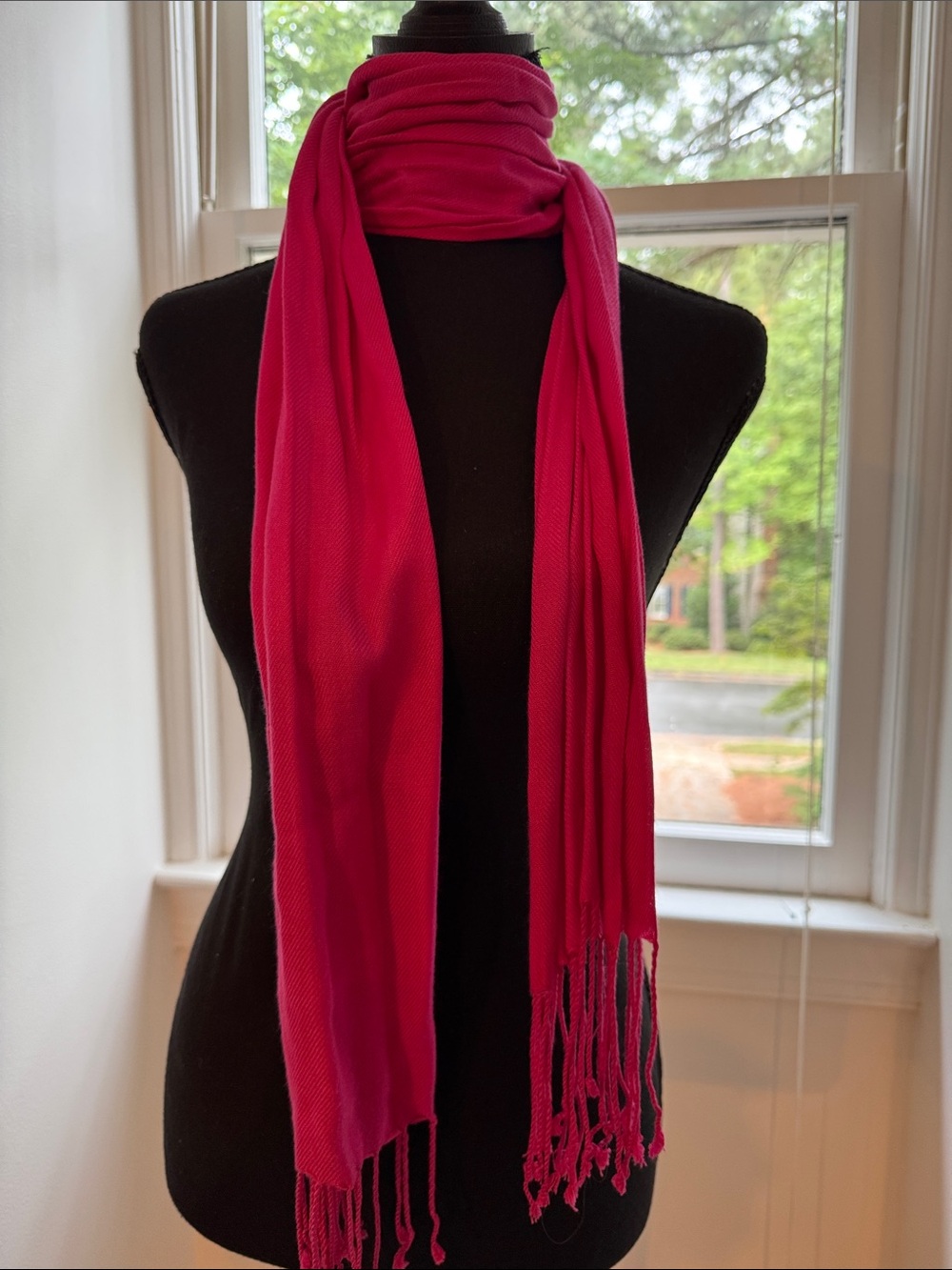 Fuchsia Women’s Fringe Scarf - Stylish Lightweight Accessory